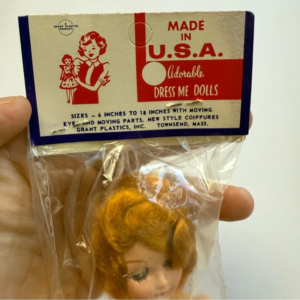 Vintage Dress Me Dolls‎ Blue Sleep Eyes Red Hair 1960s Made In USA In Packaging